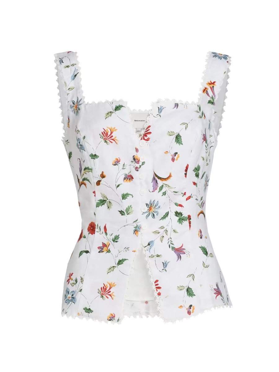 New Reformation Viola Lace-Trim Top